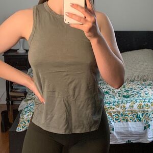 khaki green tank top